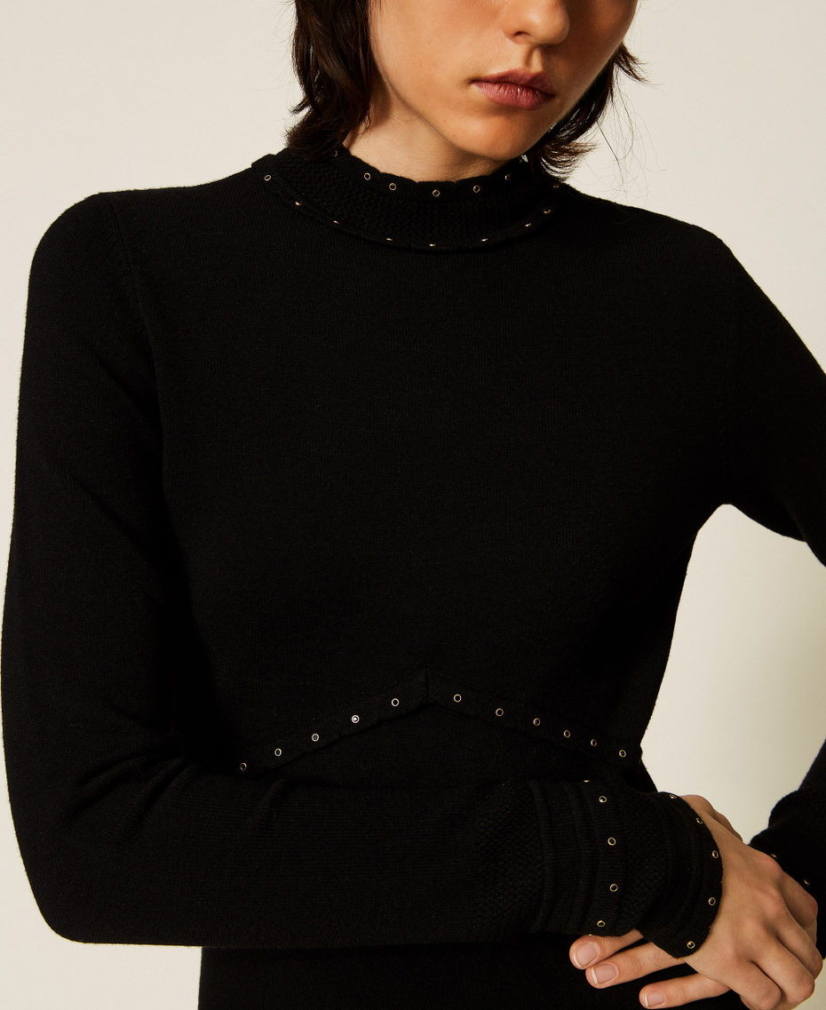 Short knit dress with studs Black Woman 262TP3093_00006_05