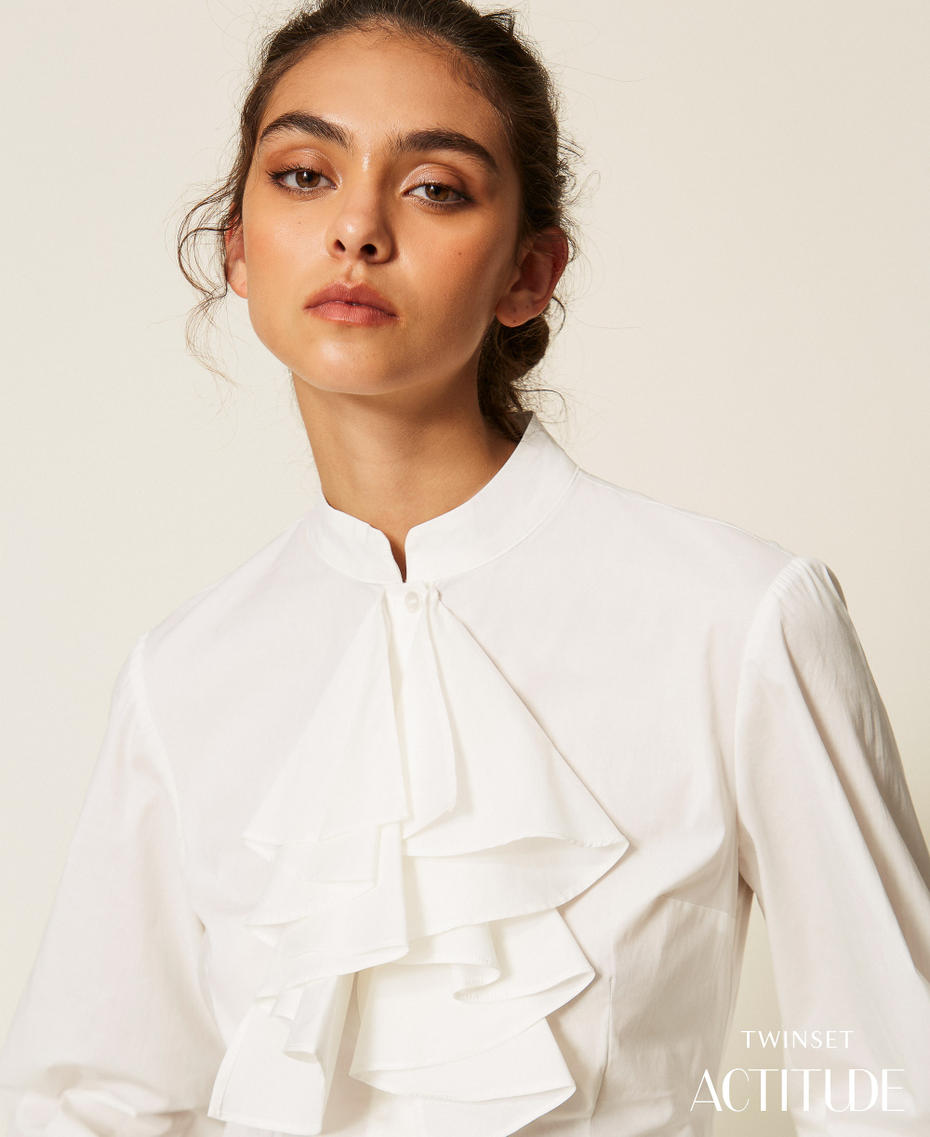 Poplin shirt with ruffles Off White Woman 262AP2410_00526_PA