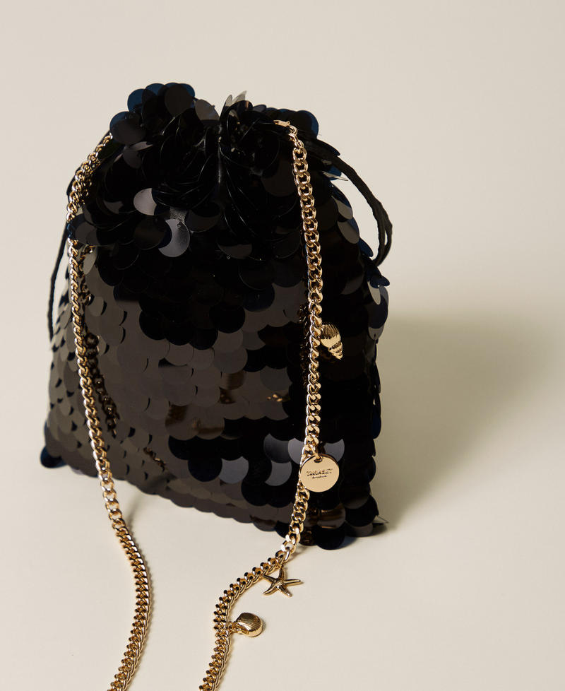 Satin clutch with sequins Black Woman 261TL8020_00006_03