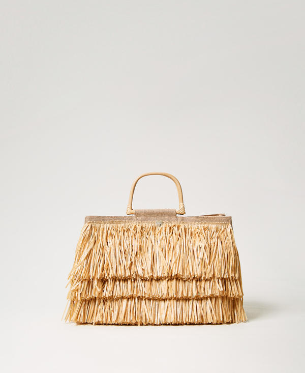 Jute shopper with fringes