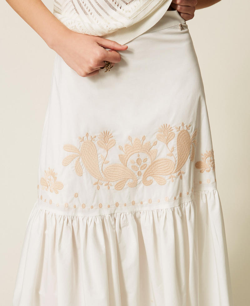 Gonna lunga con balza e ricamo Off White Donna 261AT2040_00526_04