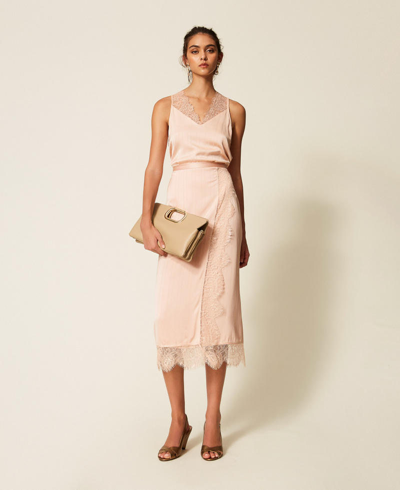 Gonna longuette in raso e pizzo Rosa "Peachy Keen" Donna 262TP2123_11947_01