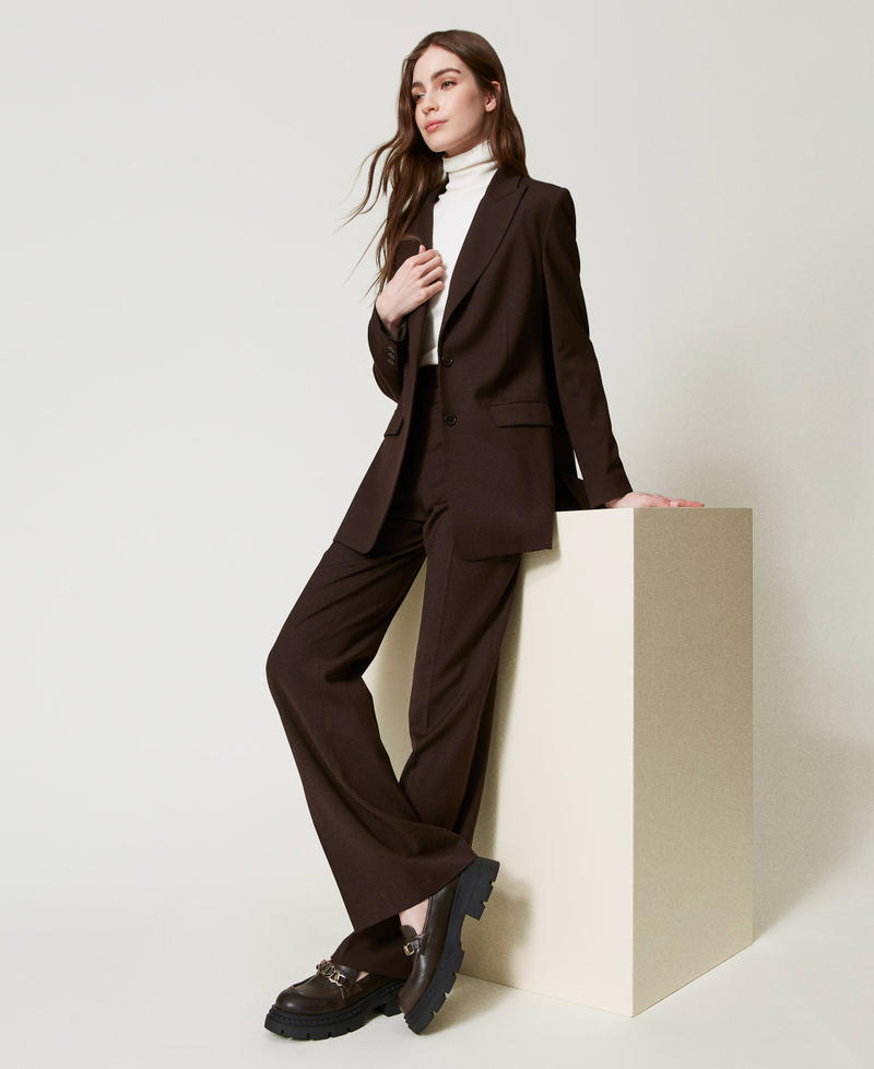 Loafers with Oval T clasp Coffee Chocolate Woman 242TGT114_11946_S0