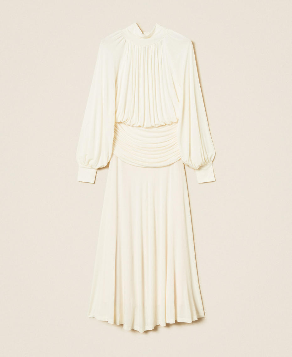 Abito lungo con drappeggi Avorio Donna 262TF2061_00018_S0
