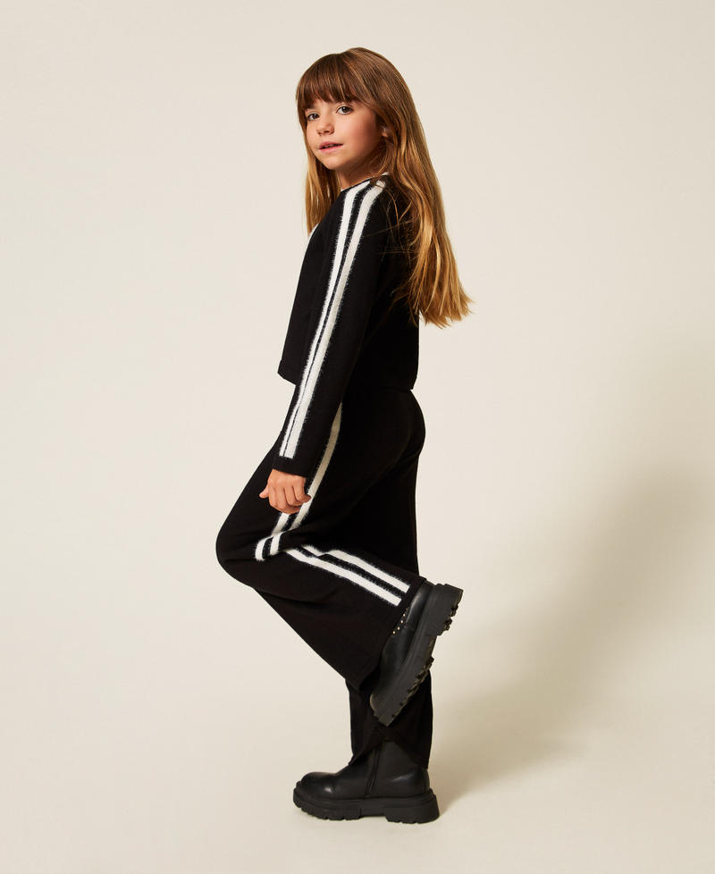 Pull avec logo et pantalon ample Bicolore Noir/Blanc Cassé Fille 252GJ301A_11656_02