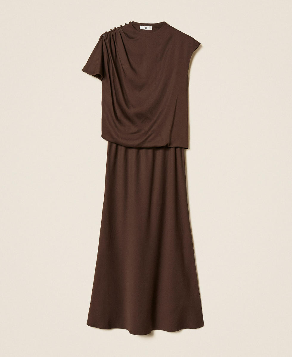Midikleid aus Satin Mocha Frau 262LI2BMM_13677_S0