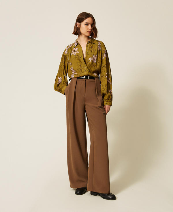 Camicia in cr&ecirc;pe de Chine a fiori