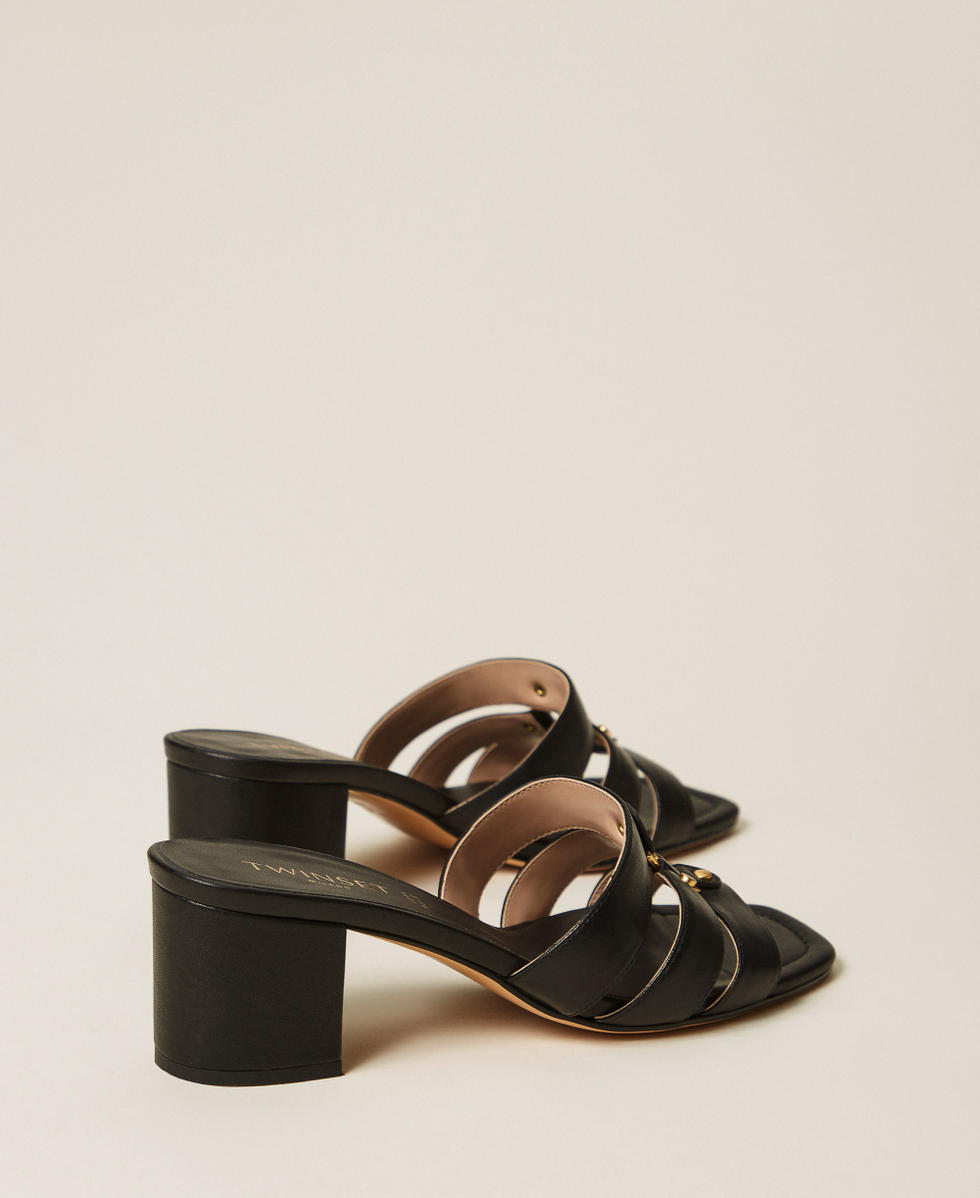 Leather mules with logo Black Woman 261TCP03A_00006_03