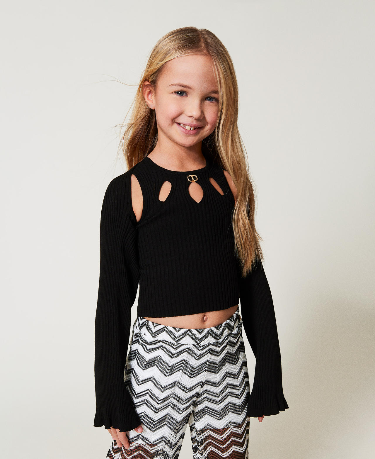Rib knit shrug Black Girl 251GJ3414_00006_02