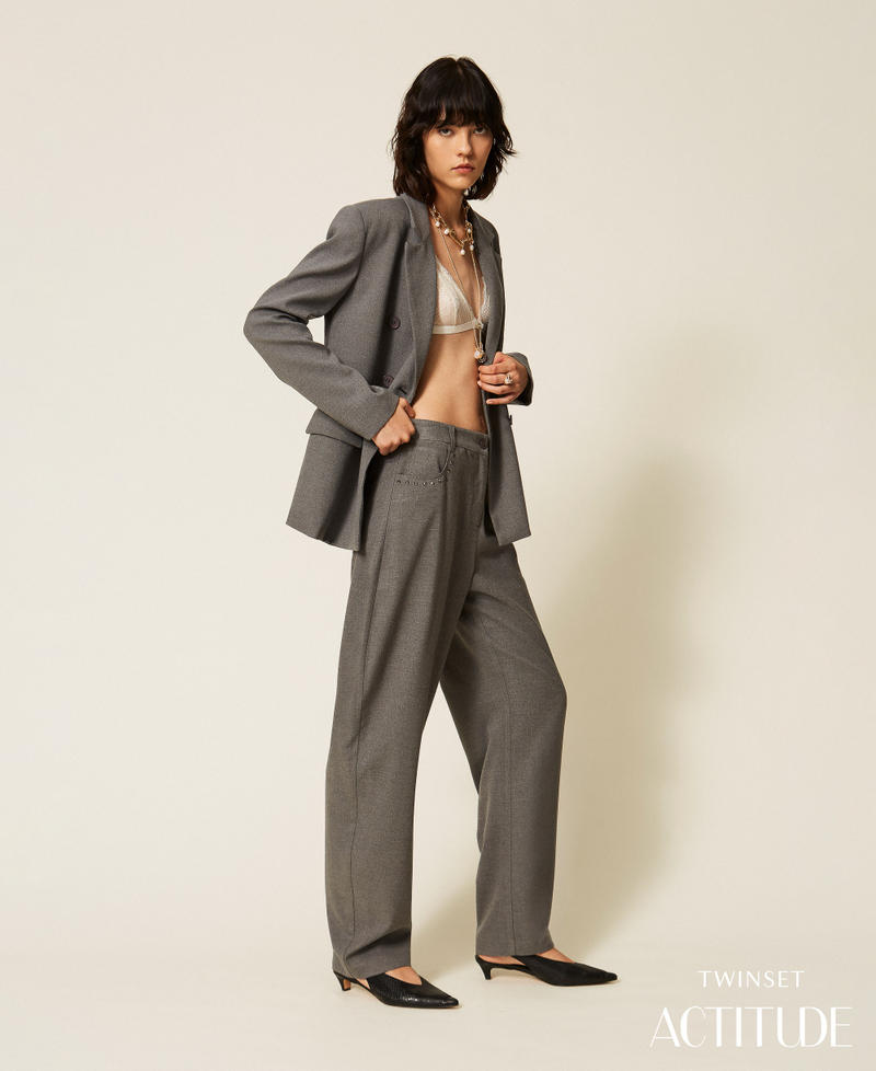 Flannel balloon trousers Mid Grey Melange Woman 262AT2211_12838_PA
