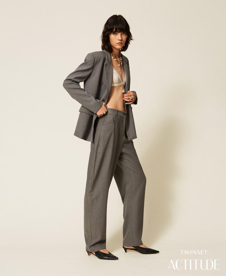 Flannel balloon trousers Mid Grey Melange Woman 262AT2211_12838_PA