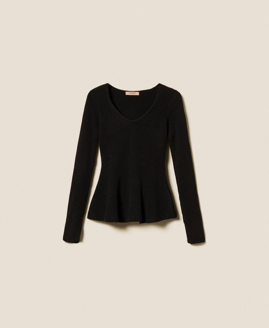 Fitted ribbed jumper Black Woman 252TT3141_00006_S0
