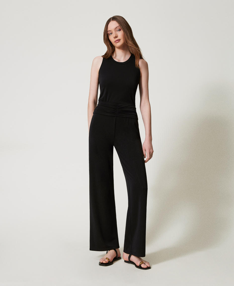 Palazzo trousers with drape Black Woman 251LB2HCC_00006_01