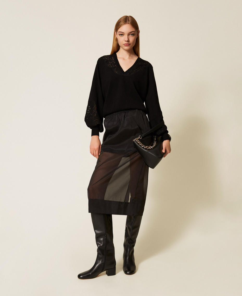 Jumper with embroidered inlays Black Woman 252TT3440_00006_T0