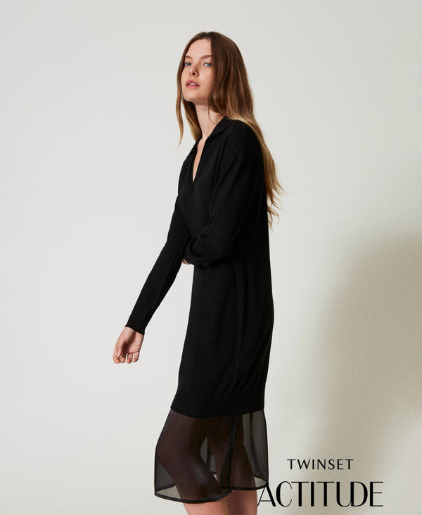 Knit midi dress with slip