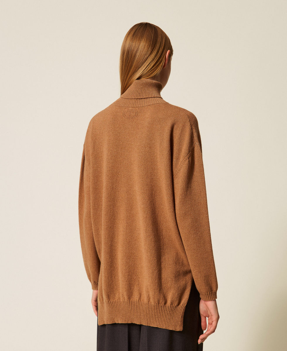 Jersey de cuello cisne de cachemira Marr&oacute;n &laquo;Alpaca&raquo; Claro Mujer 252TT3533_12926_03