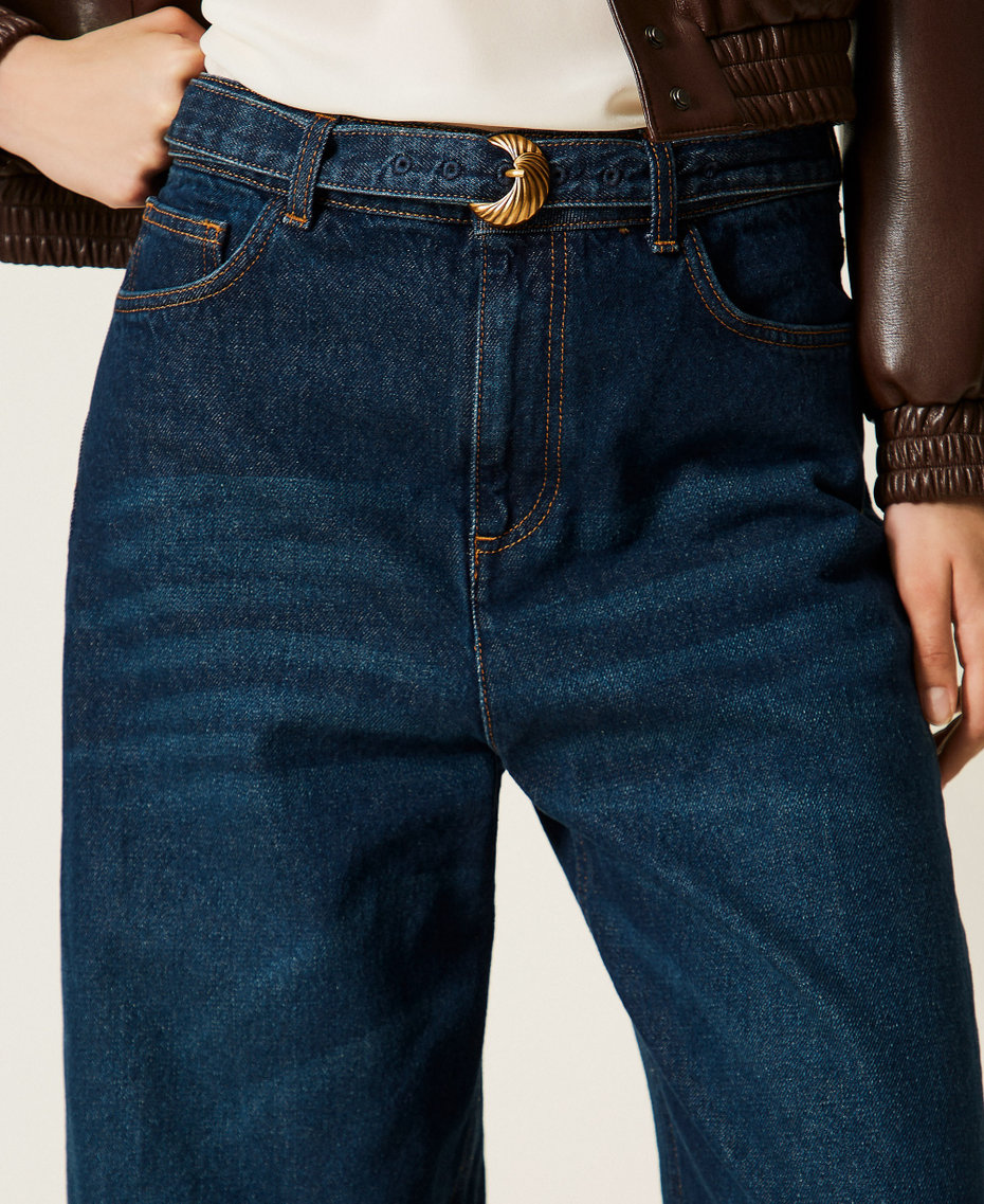 Jean barrel avec ceinture Denim Fonc&eacute; Femme 262TP2540_01313_04