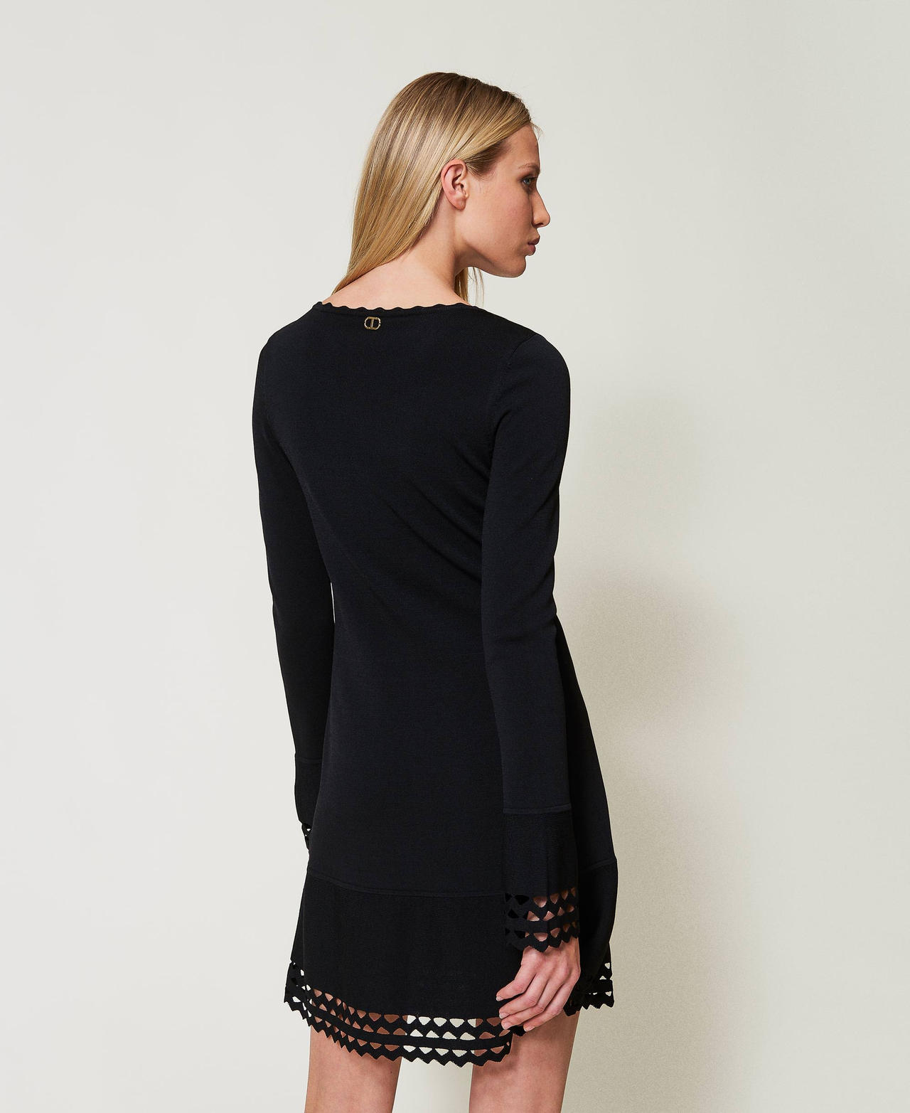 Short dress with geometric pattern Black Woman 251TP3053_00006_03