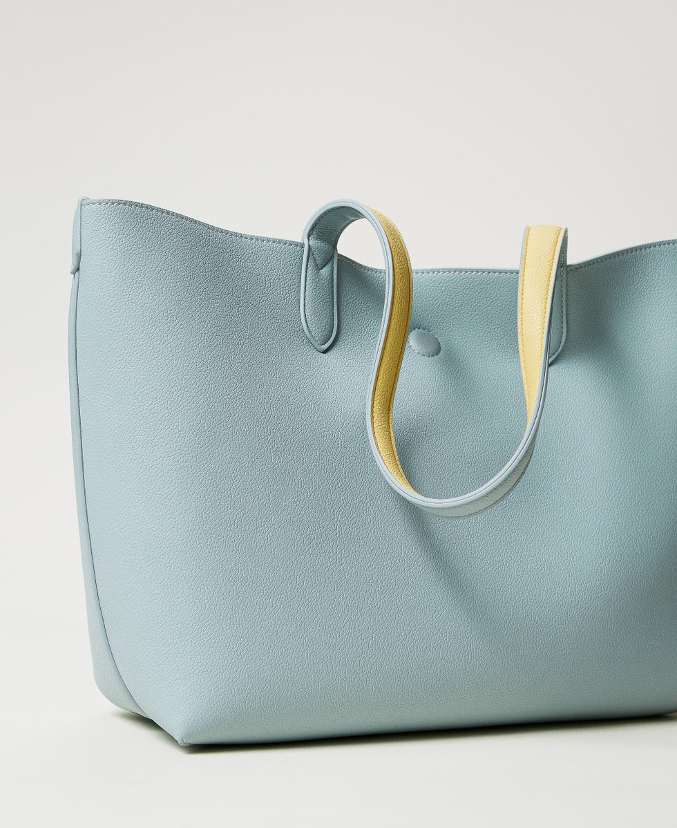 &lsquo;Everywhere&lsquo; reversible shopper bag Two-tone Dusty Blue/Pale Yellow Woman 251TB7300_12242_03