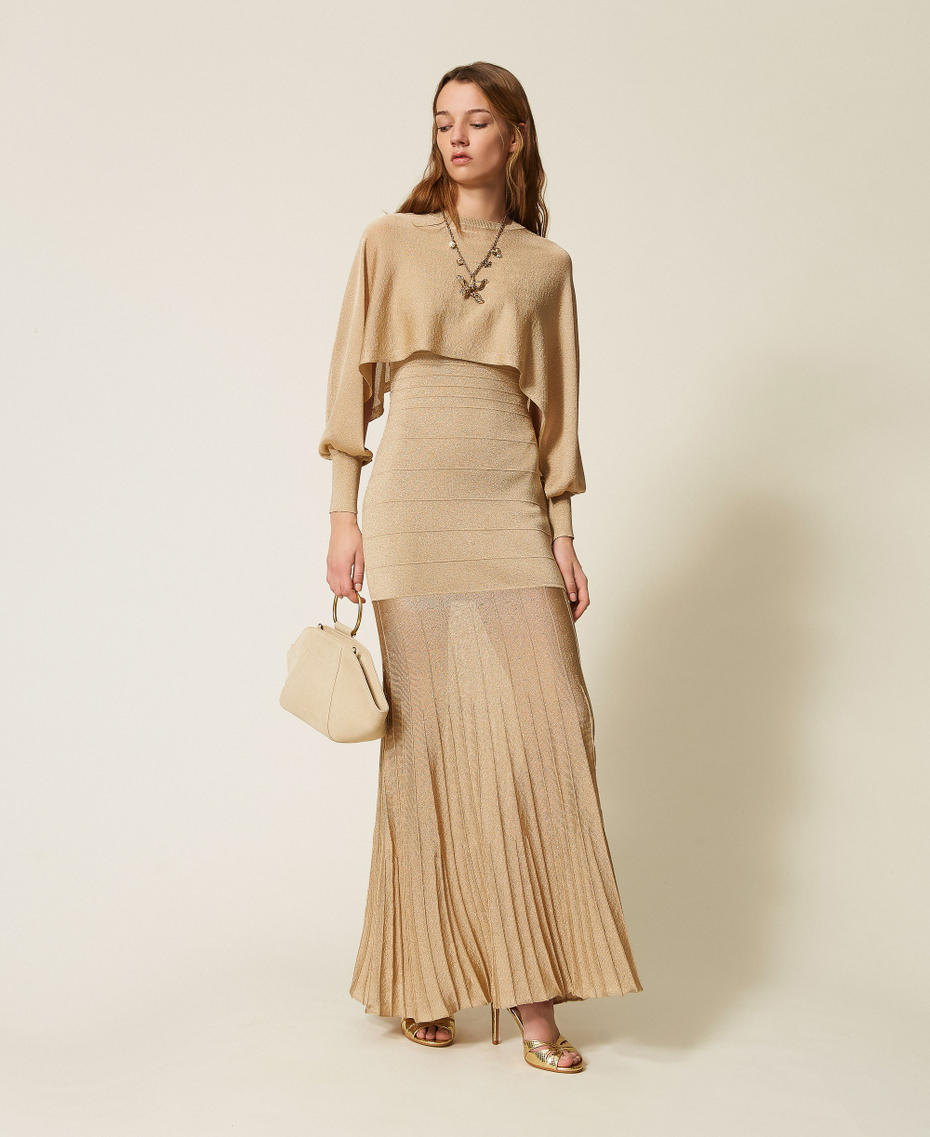 Maxi-Strickkleid mit Lurex Delicated Sand Lurex Frau 261TP3123_13372_T0