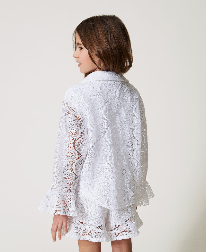 Camicia in pizzo macramè Bianco "Ice" Bambina 251GJ2QR0_00808_03