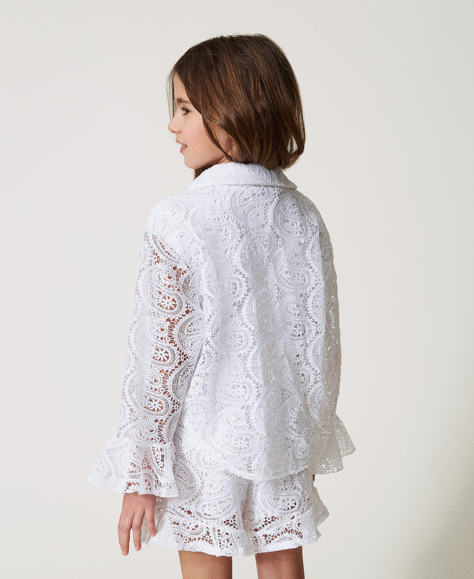 Camicia in pizzo macramè Bianco "Ice" Bambina 251GJ2QR0_00808_03