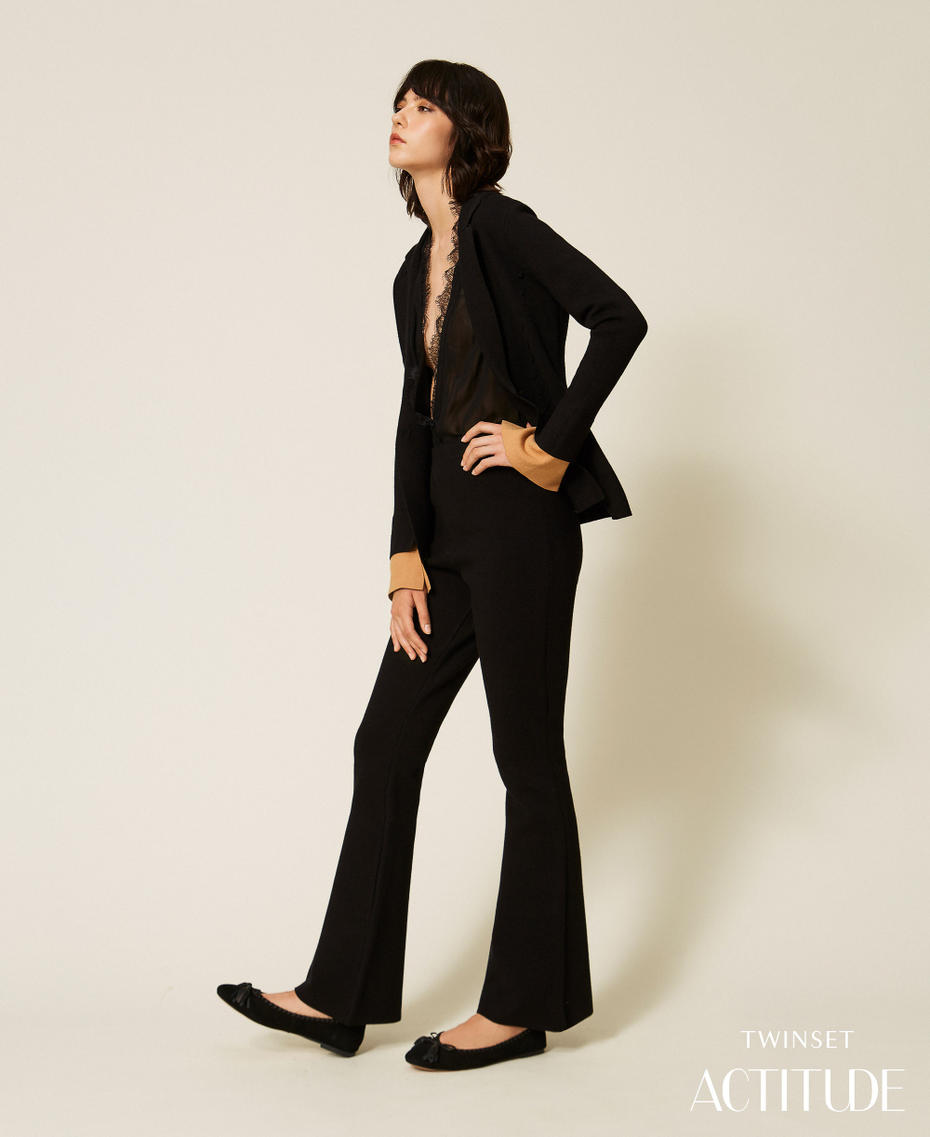 Flared knit trousers Black Woman 262AP3253_00006_PA