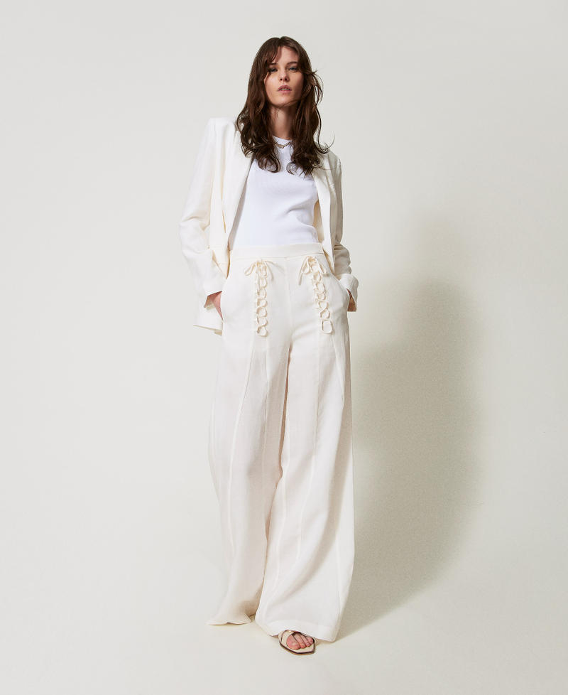 Linen-blend palazzo trousers White Snow Woman 251TT2071_00282_01