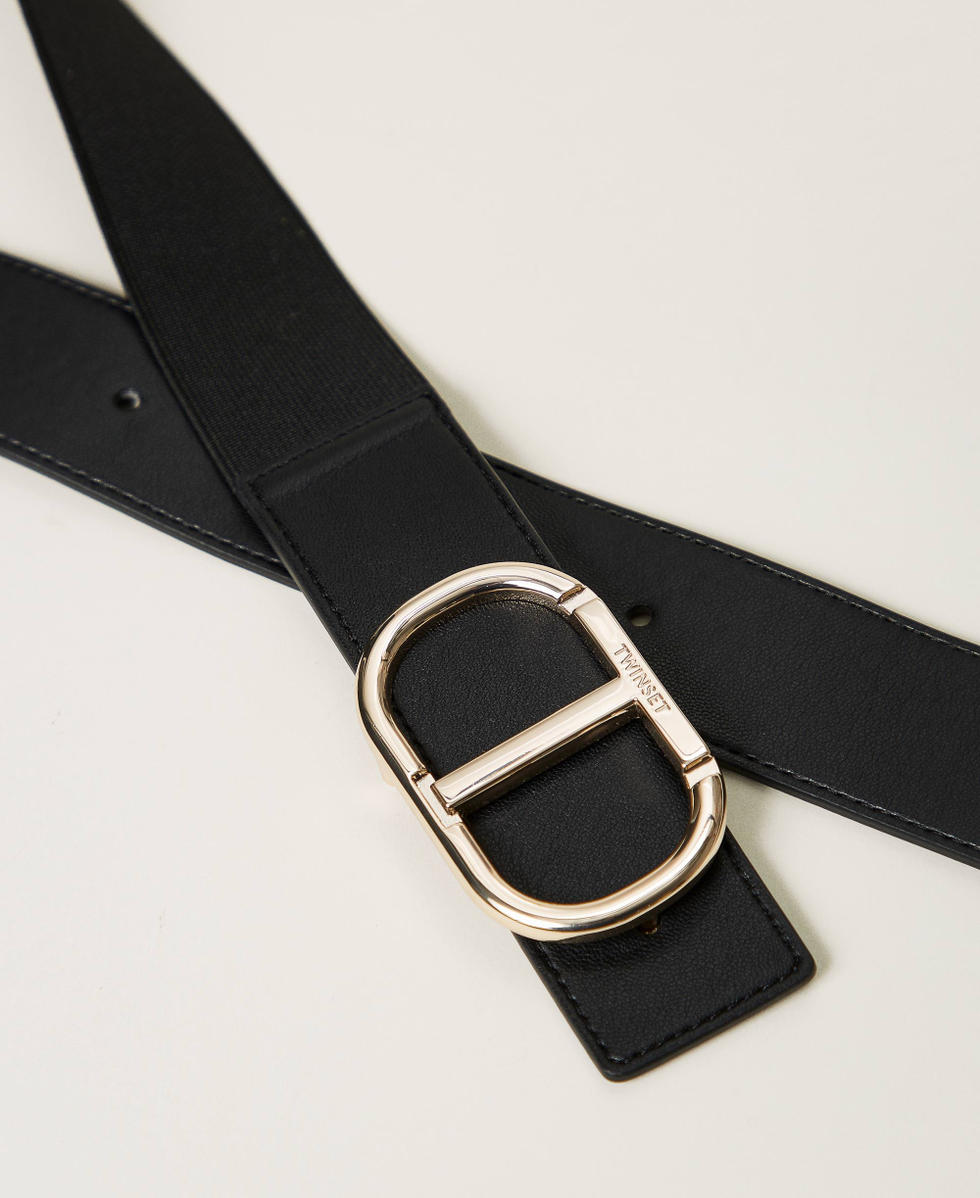 Elasticated belt with Oval T Black Girl 251GJ5012_00006_02