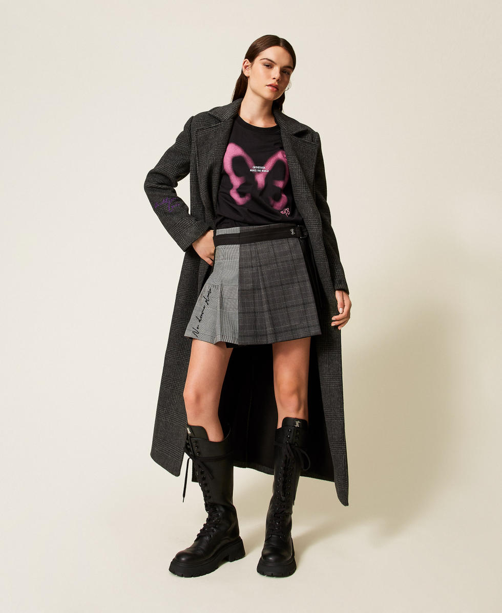 T-shirt oversize MYFO avec imprimé Noir/Rose « Pink Butterfly » Femme 252AQ2120_12887_T0