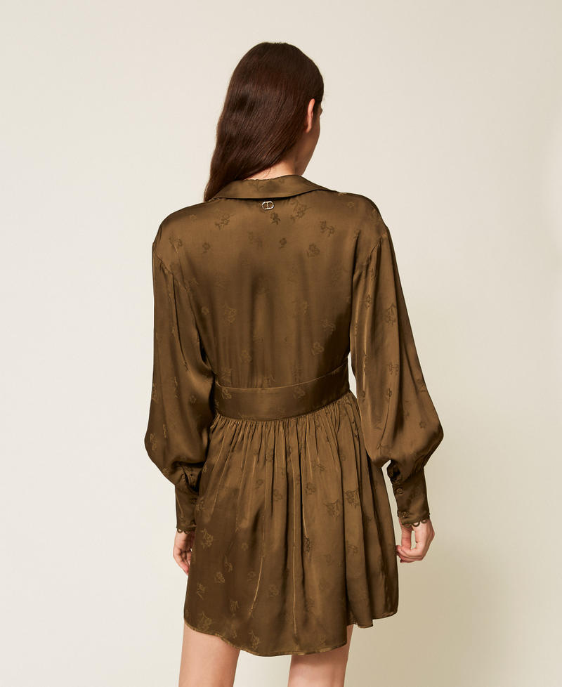 Robe courte en satin jacquard Vert Hêtre Femme 252TT2364_12537_03