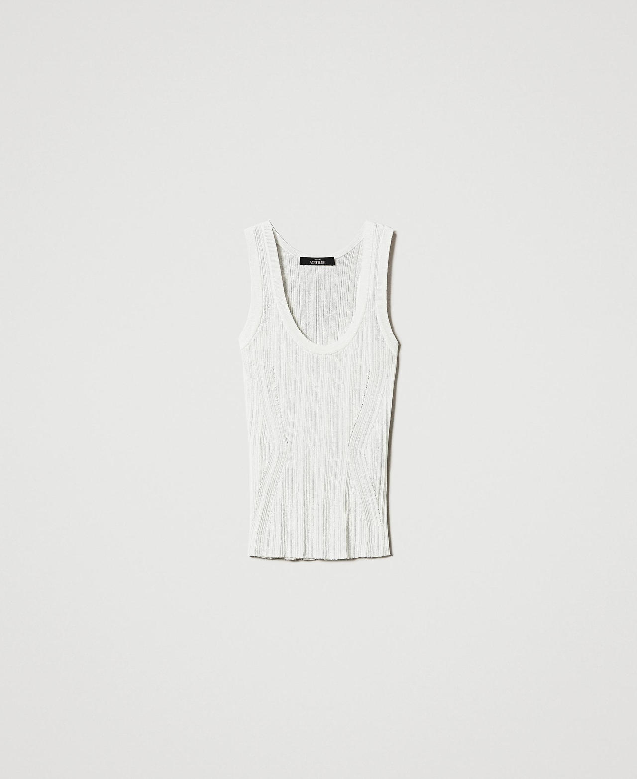Fitted rib knit top Sugar White Woman 251AP3031_00632_0S