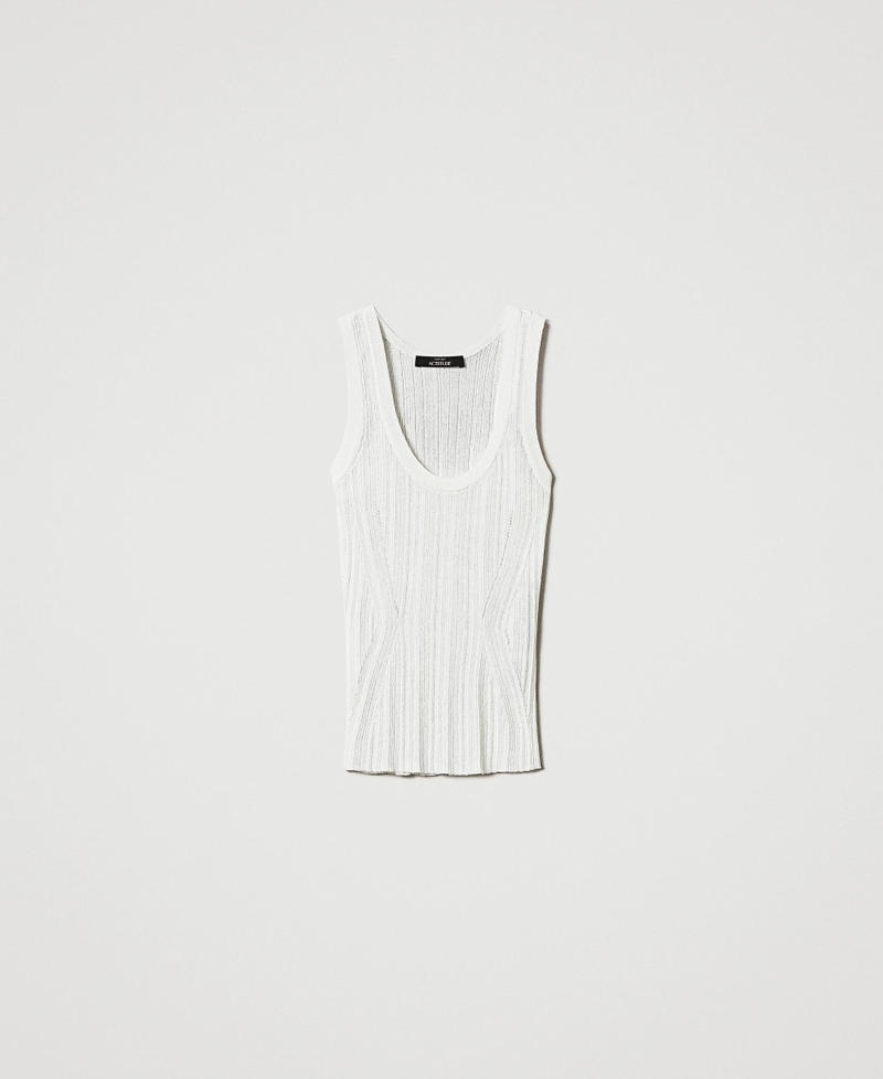 Fitted rib knit top Sugar White Woman 251AP3031_00632_0S
