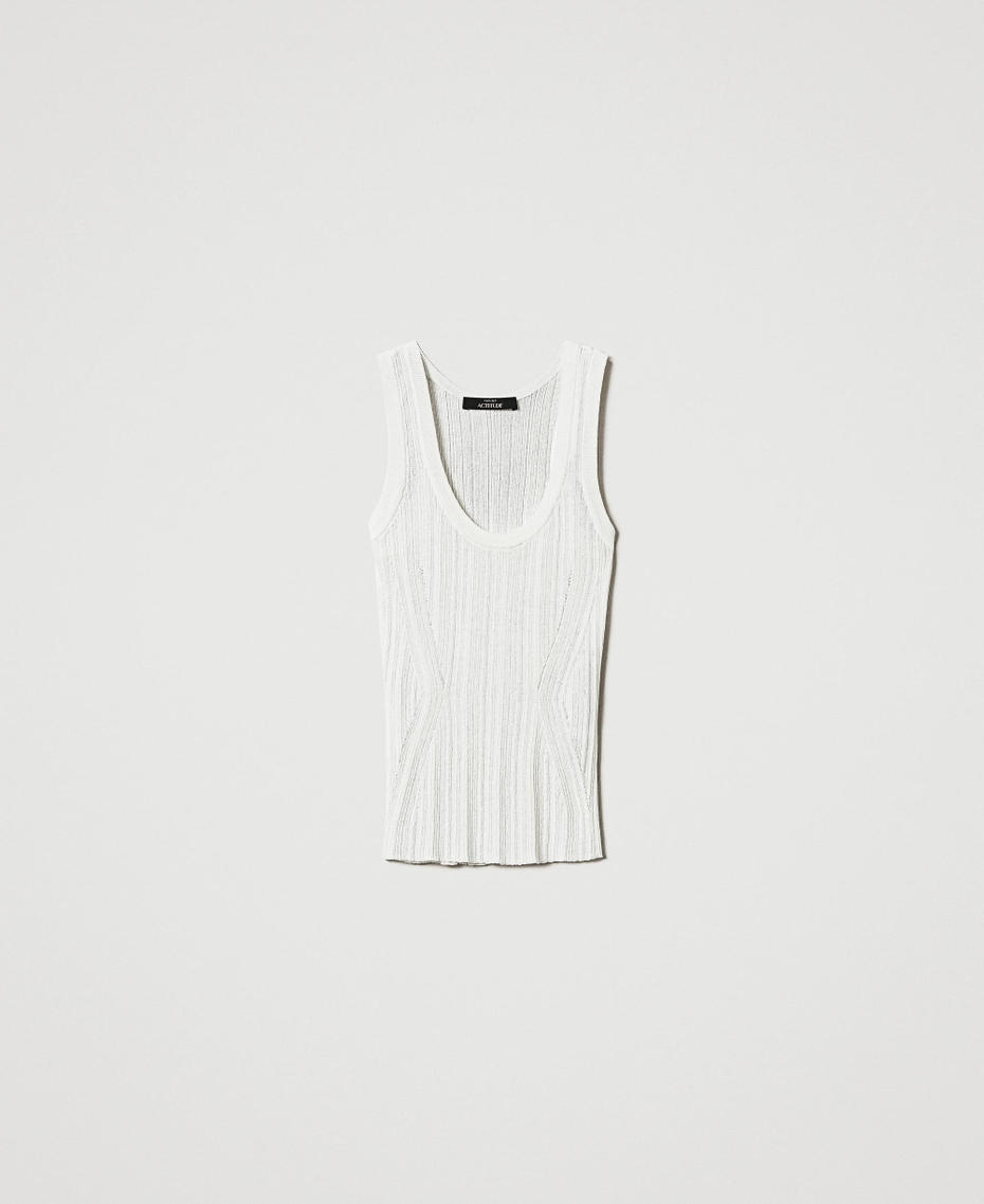 Top fitted in maglia a coste Bianco Sugar Donna 251AP3031_00632_S0