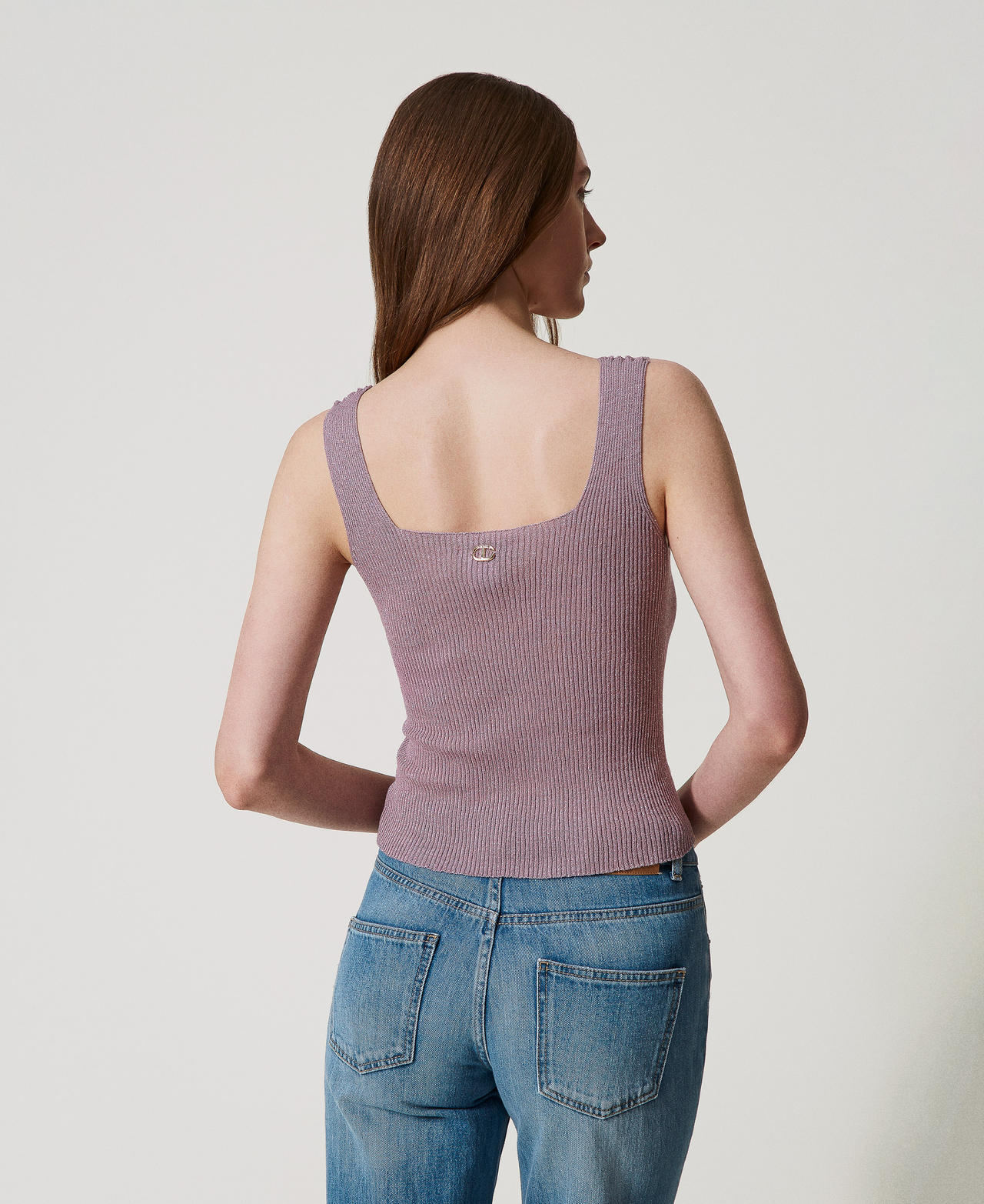 Linen-blend knit top Wisteria Lurex Woman 251TT3147_12475_03