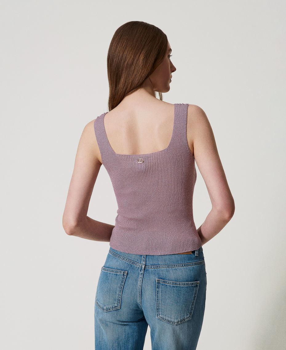 Top in maglia di misto lino Glicine Lurex Donna 251TT3147_12475_03