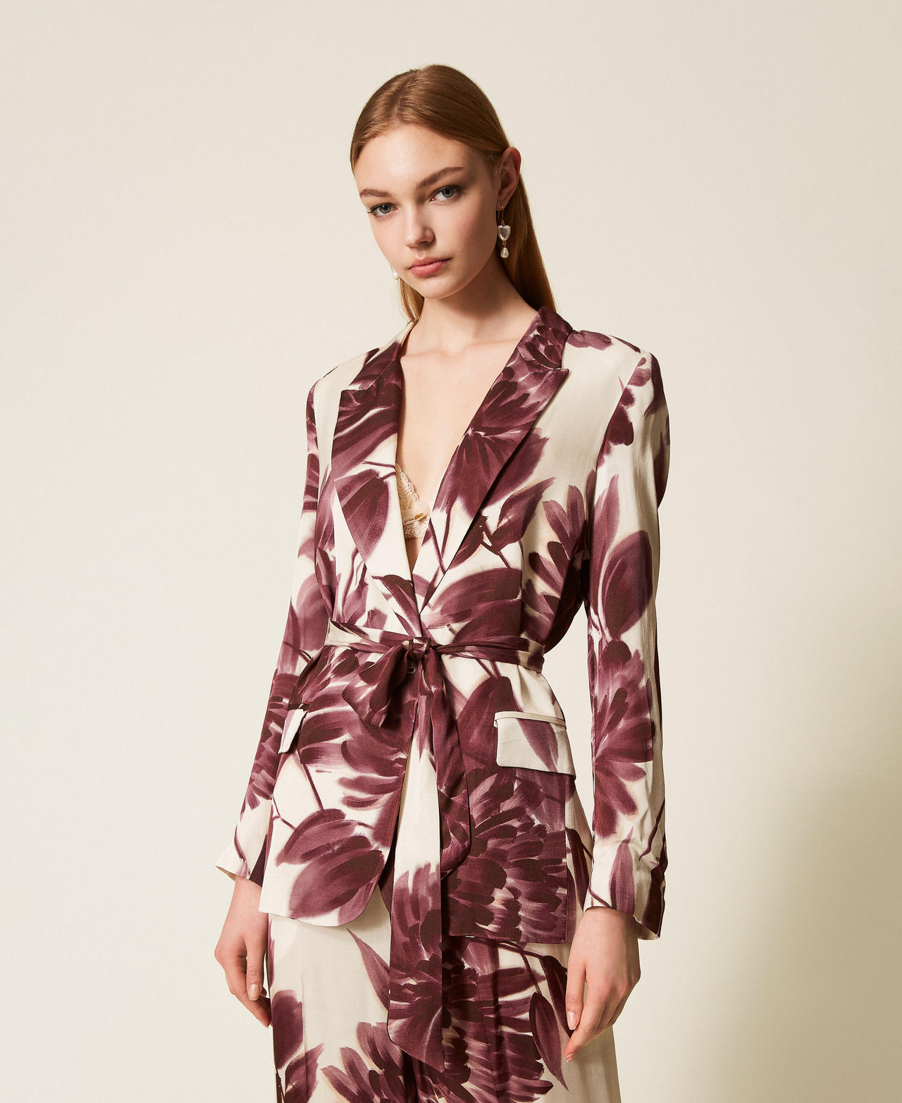 Giacca blazer con stampa a fiori Stampa Dahlia Winetasting / Old White Donna 252TP2700_12785_01