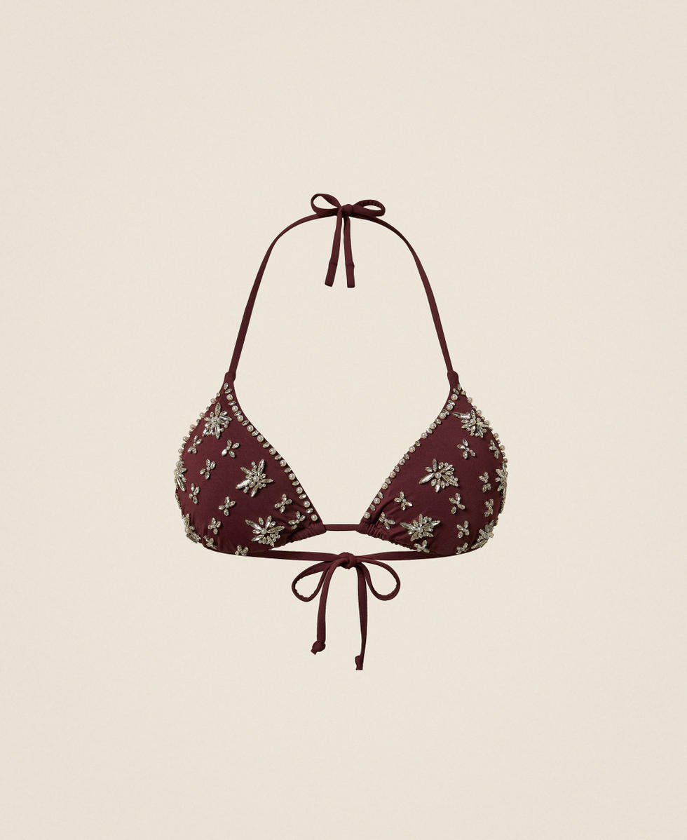 Embroidered triangle bikini top "Wine tasting" Purple Woman 261LBMC22_05609_S0