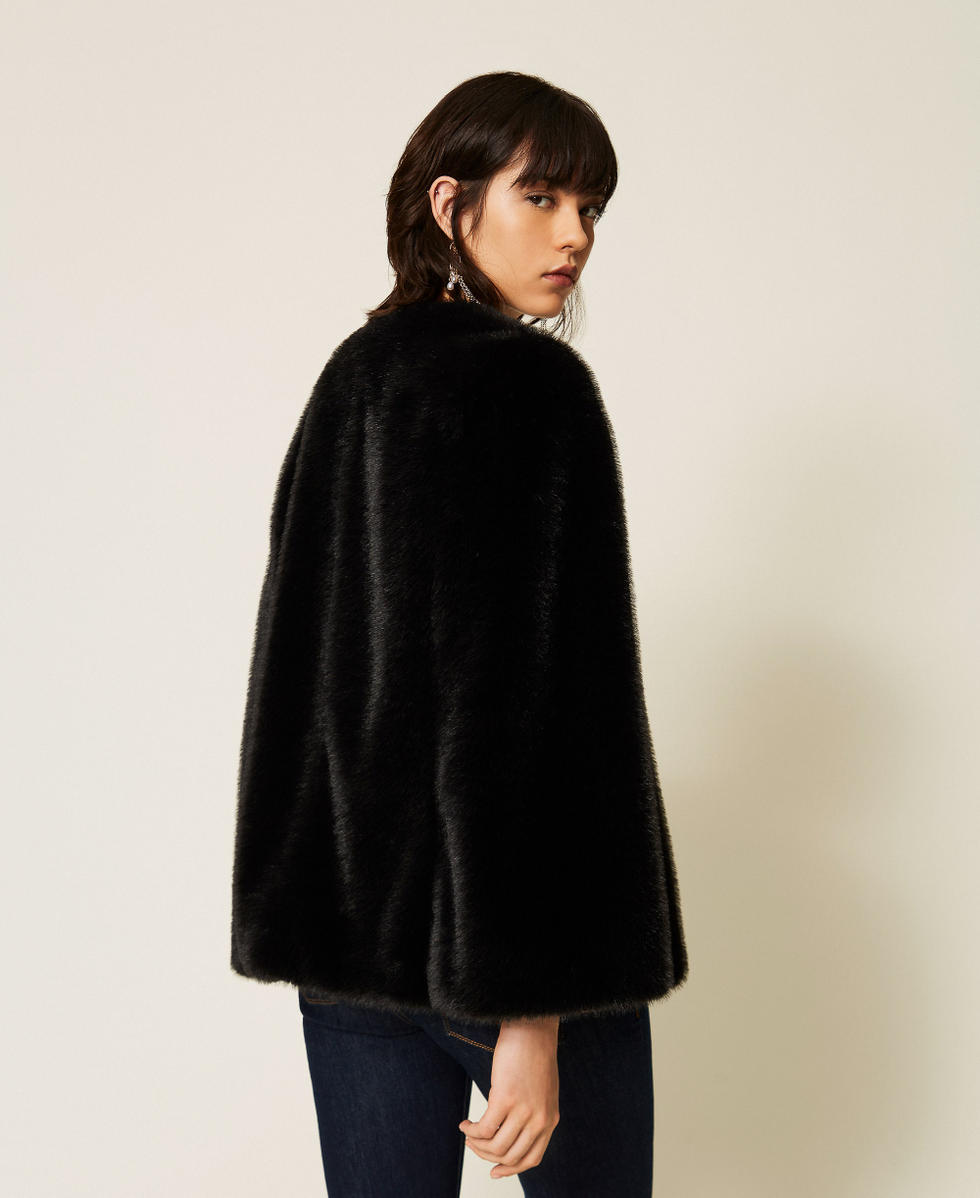 Faux fur cape jacket