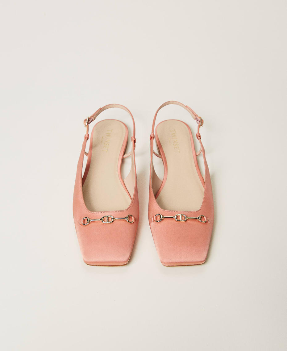 Satin sling back ballet flats Salmon Woman 251TCP082_00073_04