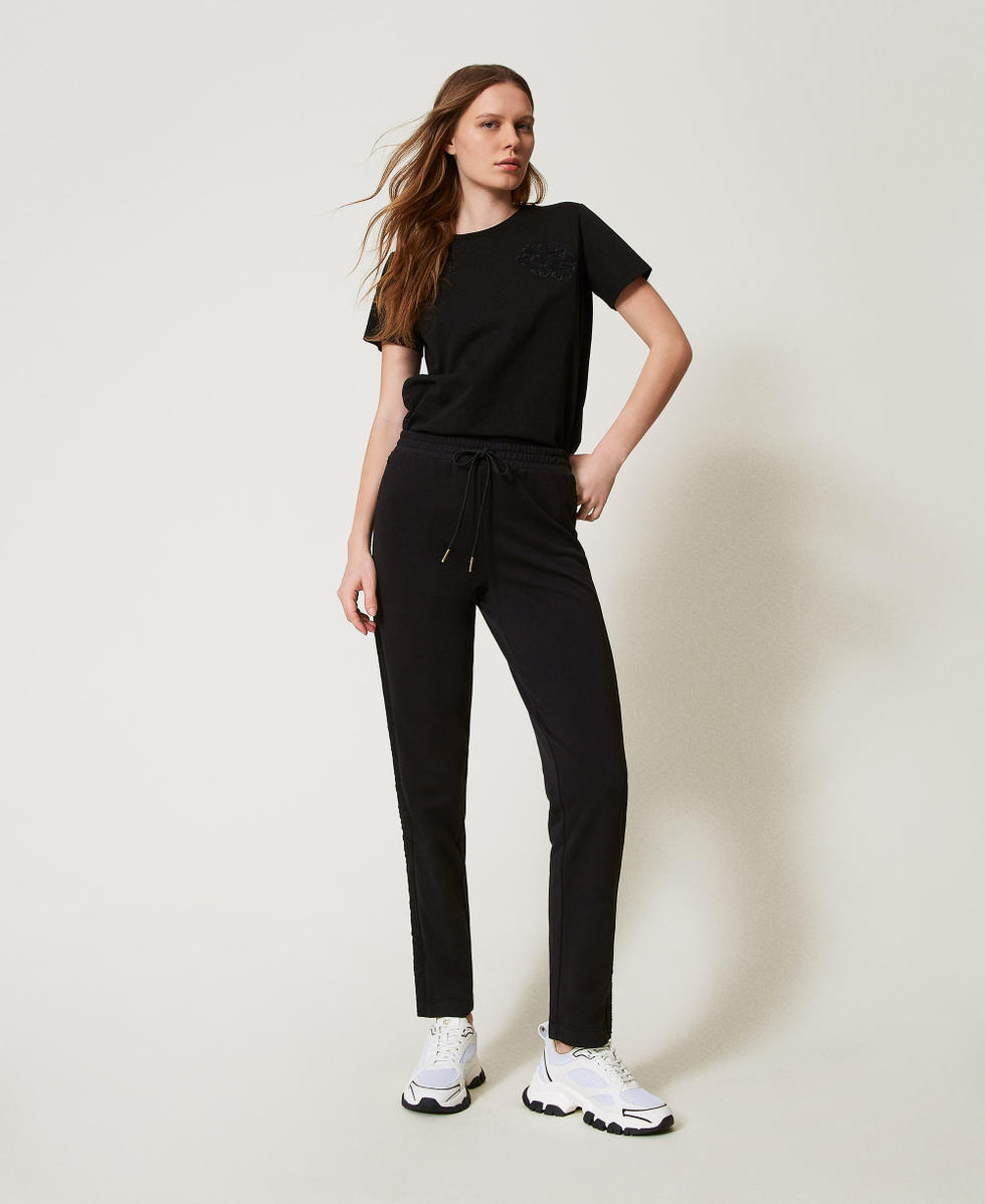 Cigarette trousers with embroidery Black Woman 251LL2HEE_00006_02