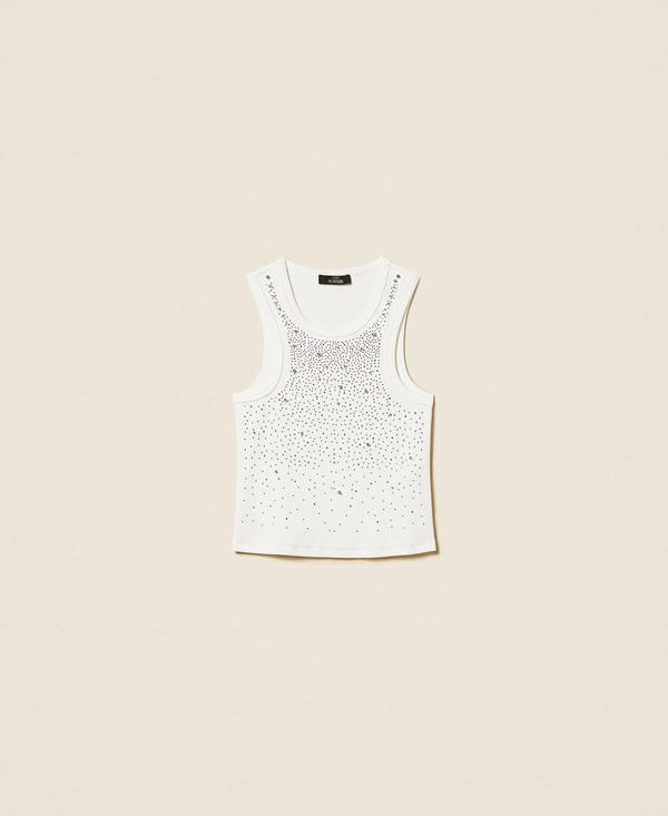 Ribbed top with embroidery