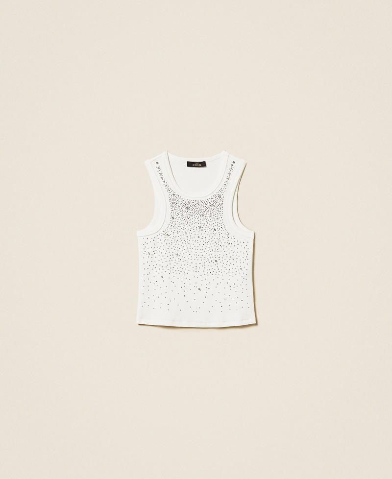 Ribbed top with embroidery Off White Woman 261AP2201_00526_S0