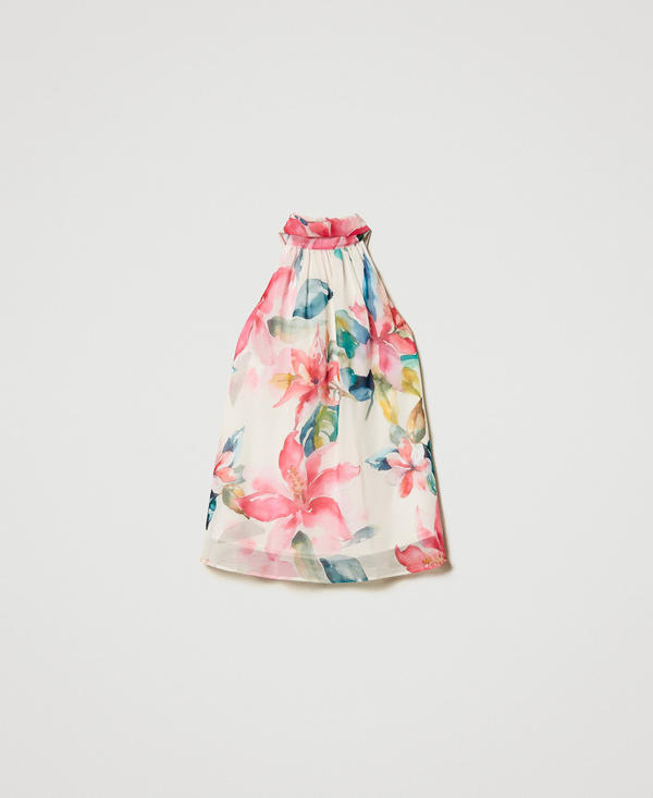 Top in georgette con stampa a fiori
