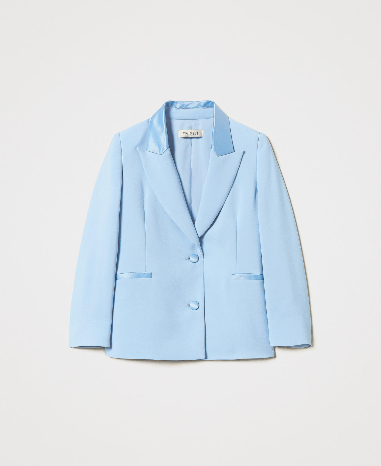 Crêpe and satin blazer Light Paper Blue Girl 251GJ2QNA_12148_0S