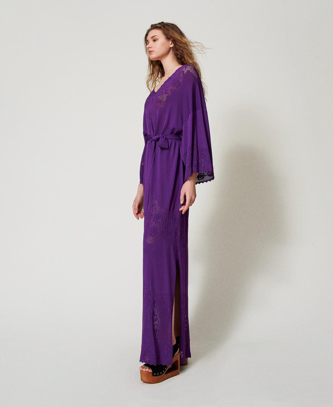 Long openwork knit dress