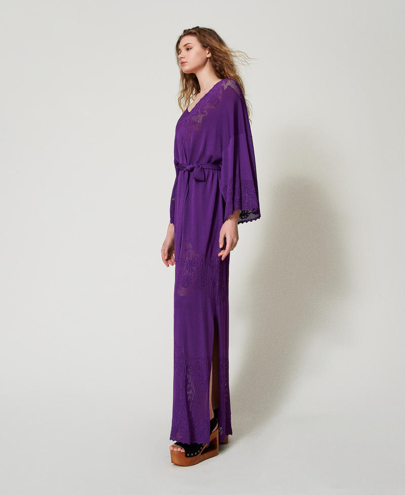Long openwork knit dress "Black Dahlia" Purple Woman 251TS3210_00892_02