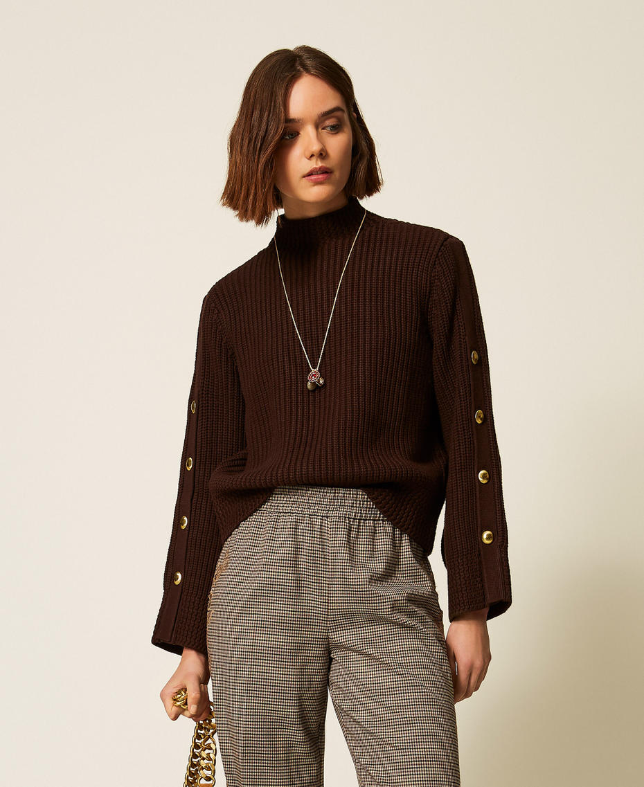 Jumper with metal buttons Darkness Brown Woman 262TP3170_13411_01