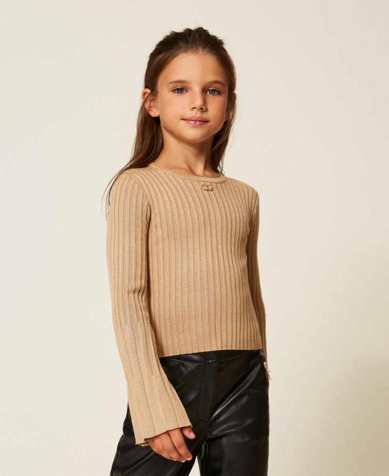Pull plissé avec lurex Or « Gold Pleats » Fille 252GJ3111_12736_01