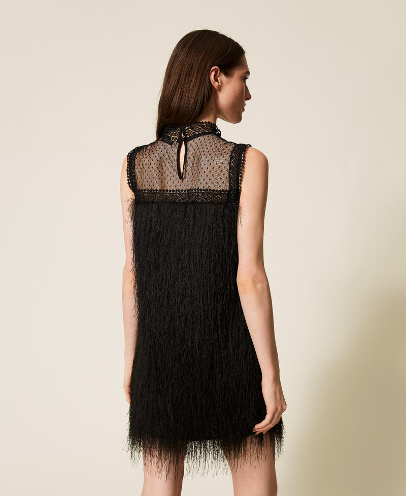 Short dress with fringes and tulle Black Woman 252TT2301_00006_03